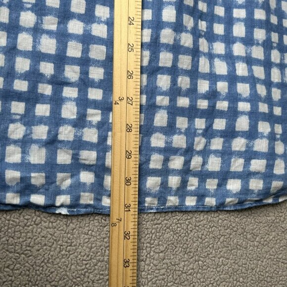 Lands’ End Shirt Mens XL Blue White Linen Check Plaid Button Up Tailored Fit - Picture 13 of 13
